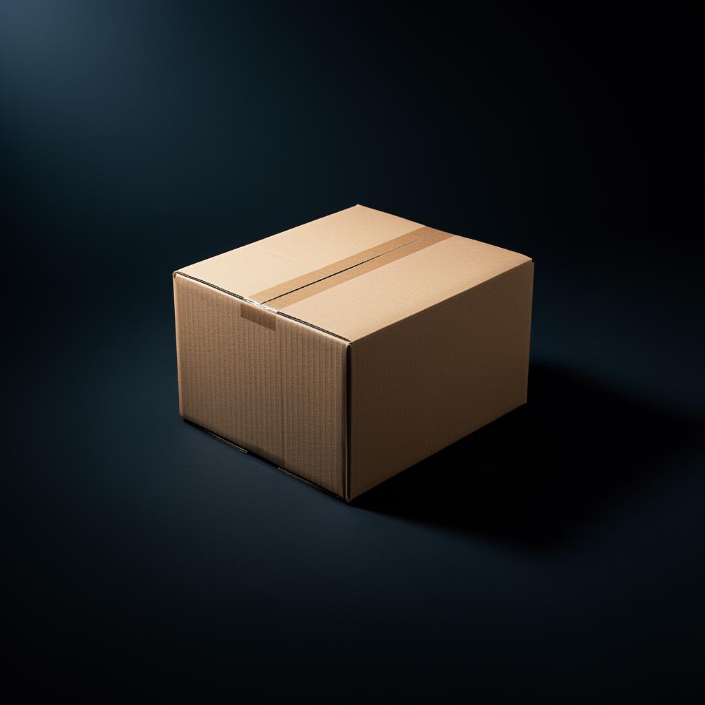 Standard kraft corrugated shipping box, isometric view